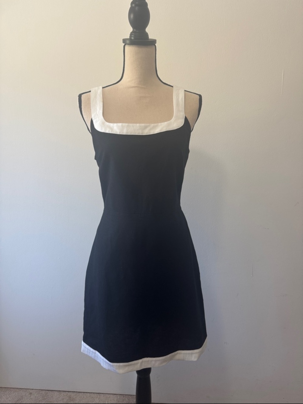 LOFT Black Dress with White Trim